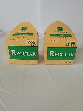 Leggs Off White & Off Black Sheer Toe Regular Pantyhose Lot Of 2 NOS